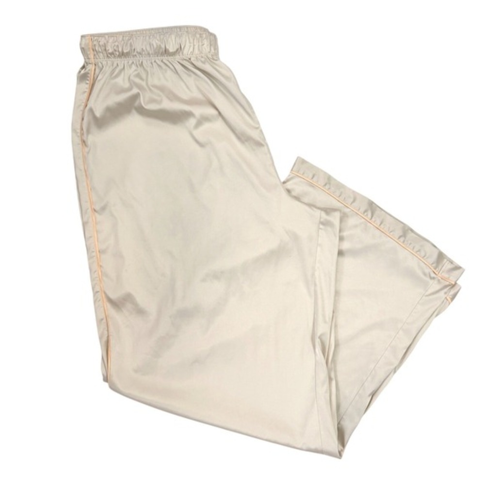 Parade Satin Wide Leg‎ Pajama Pants XL Champagne Beige Peach Piping Lounge